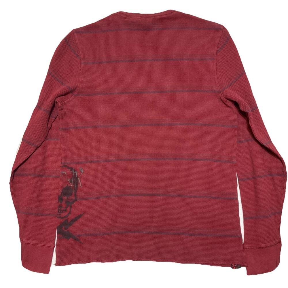 Hawk Kid Shirt Size XL Red Striped Skull Logo Long Sleeve Crew Neck Stretch - Picture 7 of 7